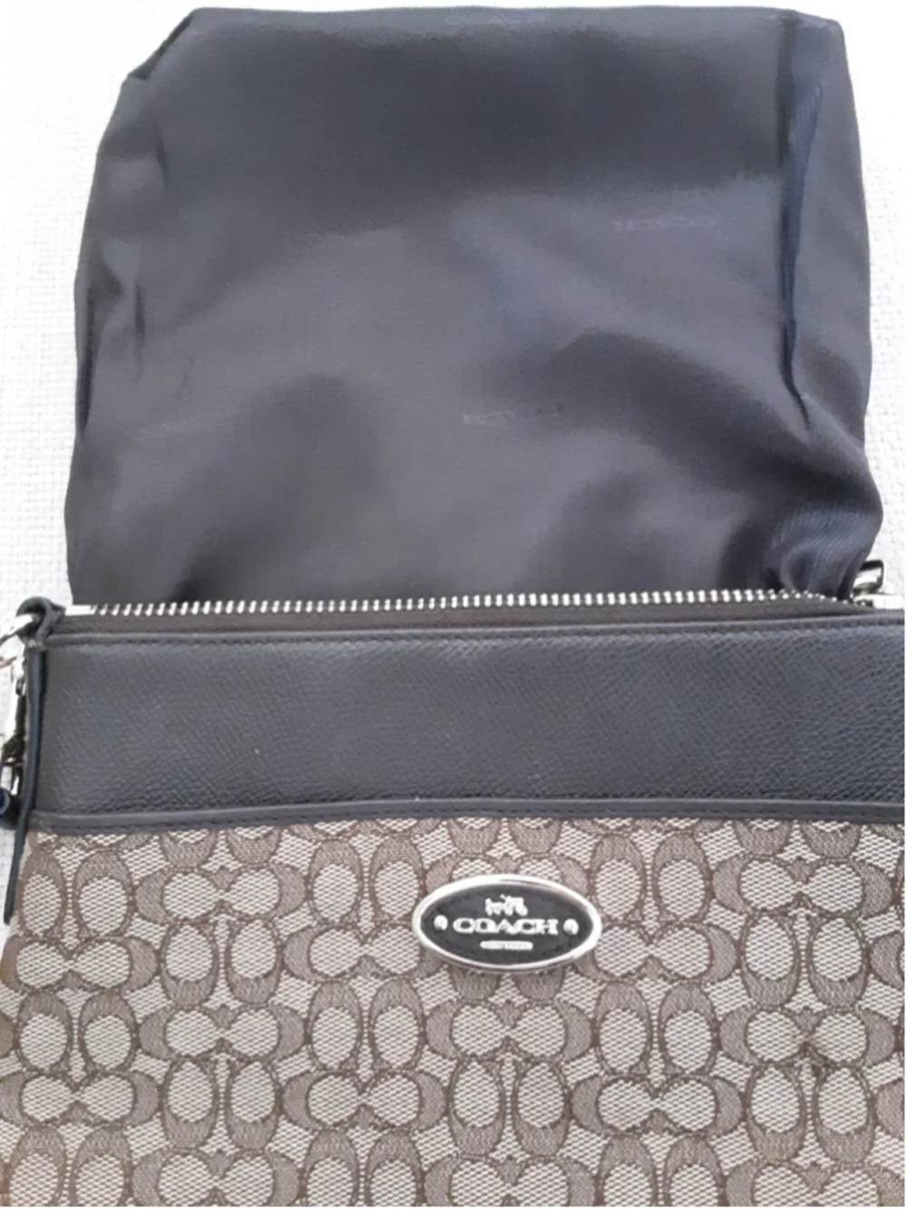 COACH 52576 North South Swingpack Signature Jacquard Leather Light Khaki/ Brown